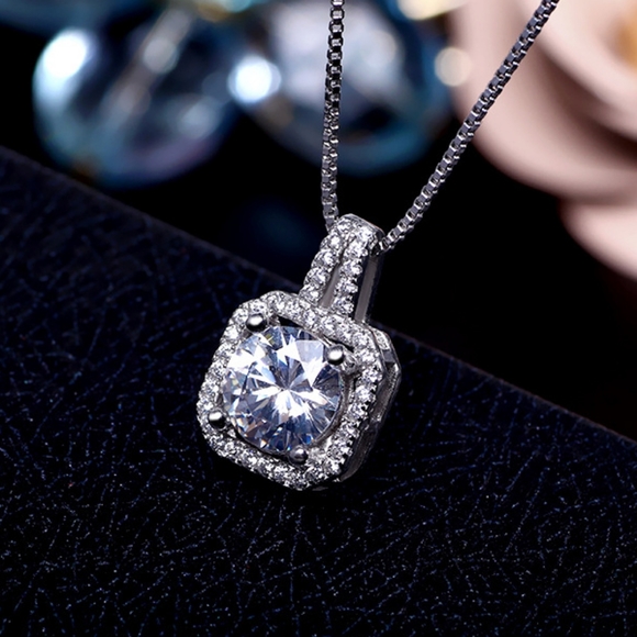 Silver Square Necklace - Picture 2 of 4